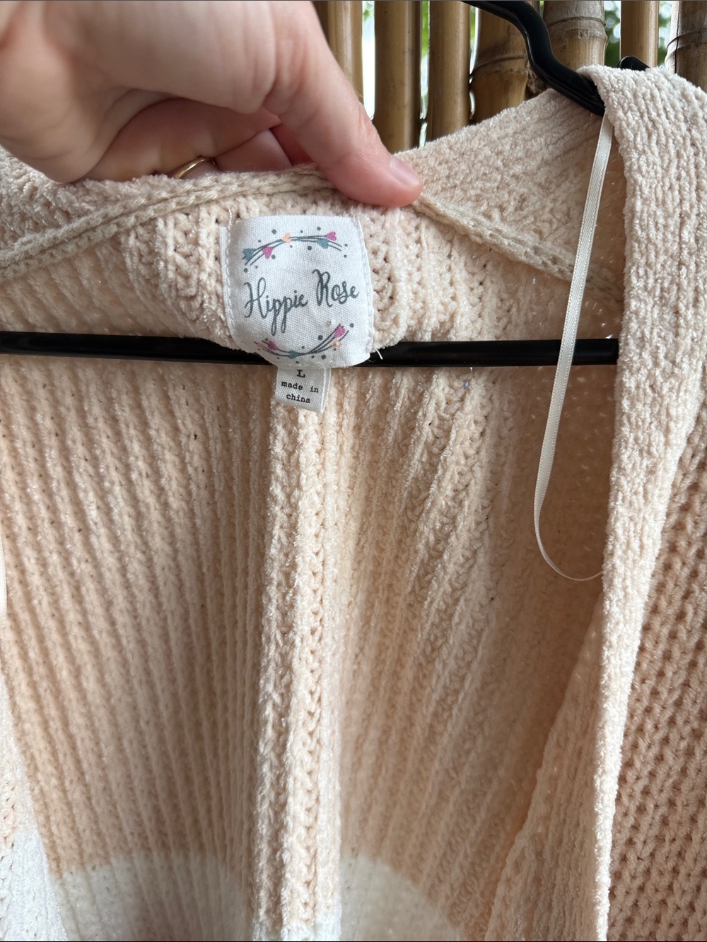 Hippie Rose Striped Open-Front Cardigan - Cream, Pink, Rust, Burgundy, Mustard - Picture 3 of 8